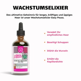 Easy Pouss | Hair Growth Elixir | Stops Hair Loss and Facilitates Hair Regrowth | Strengthens Hair | Normal, Fine and Brittle Hair | 100 ml