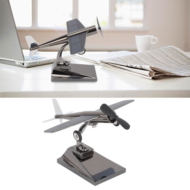 Solar Airplane Rotating Propellers Zinc Alloy Plastic Easy Assembly Solar