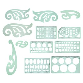 12Pcs French Curve Template Set, Geometric Drawings Templates Plastic Measuring Template Rulers for Drawing Engineering Drafting Building School Office Supplies