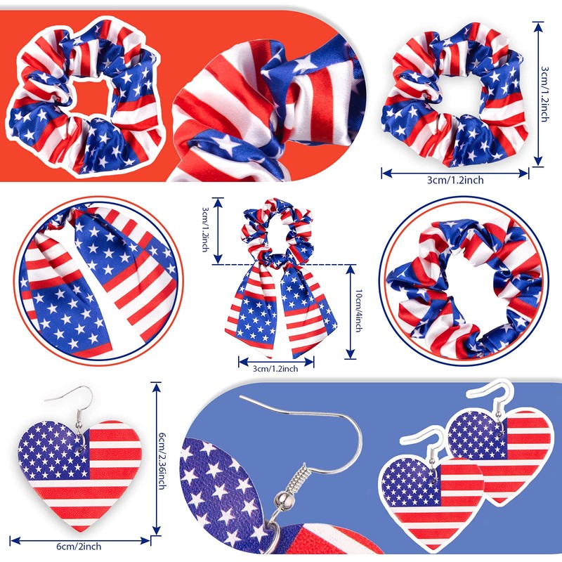 Whaline 15pcs 4th of July Accessories Kit Patriotic American Flag