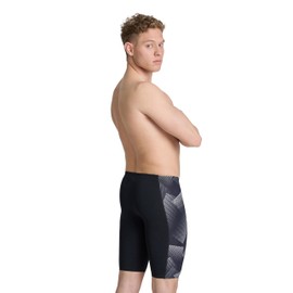 ARENA Men's Standard Performance Halftone Swim Jammer Athletic Swimwear Professional Swimsuit, Black/Team Black