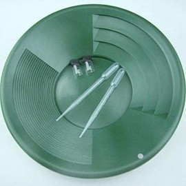 Lot of 2-10" Green Gold Mining Pans w/Bubble Snuffers and Small Vials