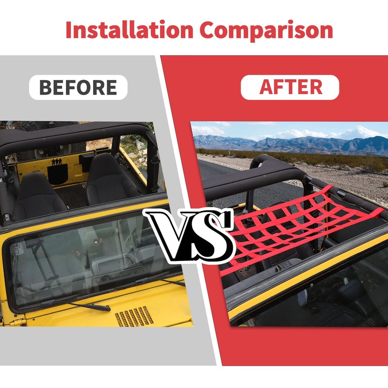 Cargo Net for Jeep Wrangler, Mesh Cargo Netting Top Hammock