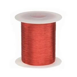 Magnet Wire, Heavy Build Enameled Copper Wire, 40 AWG, 4 oz, 7985' Length, 0.0038" Diameter, Red