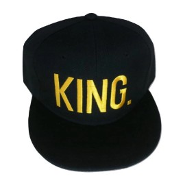 TrendyLuz King Royalty 3D Embroidered Adjustable Snapback Baseball Hat Cap Gold Text