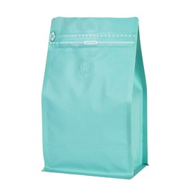 Blue Kraft Paper Coffee Bags with One Way Degassing Valve, Resealable Coffee Pouches with Flat Bottom & Pull Tab Zipper (50, 16oz, 1lb, 500gram)