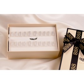 888MILLION False Press On Set and Cuticle Stick 20PCS Couture Quality High Gloss Nail With Charms Soft Gel Nail Tip Nail Kit Acrylic Style Manicure Sets (WIFEY, Medium)