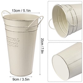 GENHAKON 5 PCS 8 Inch Tall Rustic Galvanized Flower Vases, Farmhouse French Buckets for Beautiful Floral Arrangements, Home Decor or Weddings and Events