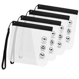 4 Pack Clear Toiletry Bag, Leakproof Airport Security Liquid Bag 20 x 20cm, Travel Accessories Makeup Essentials Luggage Clear TSA Approved Travel Toiletry Bag for Men Women