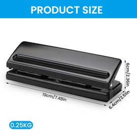 6-Hole Metal Hole Punch, A5 A6 A7 6-Ring Hole Punch with Positioning Marking, 5 mm Hole Diameter, Hole Punch 6 Holes DIN A5 for Daily Planner, Personal, Agenda, Binder Refill Pages (Black)