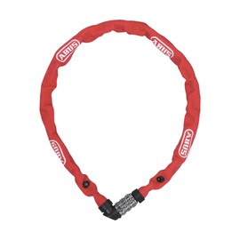 ABUS Kettenschloss 1200 Web – Zahlenschloss mit 3-stelliger Kombination – Kette aus gehärtetem Stahl – Leichtes Fahrradschloss mit Farbauswahl – Fahrradzubehör – 60 cm – Rot