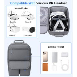 MS.CLEO Carrying Case for Meta Quest 3S/3/2, Travel Case with Bag Strap, Large-Capacity Protective Storage for Oculus Quest 3S/3/2 Accessories, Fits Kiwi, BOBOVR Headstrap, Elite Strap with Battery