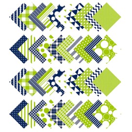Soimoi Precut 10-inch Geometric Patterns Prints Cotton Fabric Bundle Quilting Squares Charm Pack DIY Patchwork Sewing Craft- Blue & Green