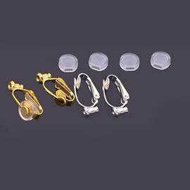 Earring Clip Backs Clip-on Earring Converter Components Findings with Post for None Pierced Ears Gold and Silver with Pads