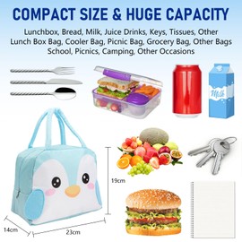 Runmeihe Kids Lunch Bag for Girls Boys Students, Reusable Cartoon Insulated Lunchbag,Small Foldable Waterproof Lunch Bags for Travel Picnic School