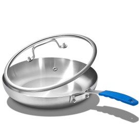 Inqibee 8.5 Inch Tri-Ply Stainless Steel Frying Pan with Lid, Skillet, Induction Cooking Pan, Induction Cooking Pans, Pots and Pans Set, Dishwasher Safe and Detachable Handle