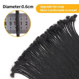 Ainimiu 6-18 Inch Dreadlock Extensions Human Hair 0.6cm Thin Loc Extensions Real Human Hair for Men/Women/Kids 50 Strands Full Handmade Permanent Dreads Can Be Curled and Bleached