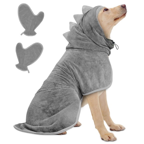 Bibykivn Bathrobe for Dogs, Microfibre Dog Bathrobe, Adjustable Collar with