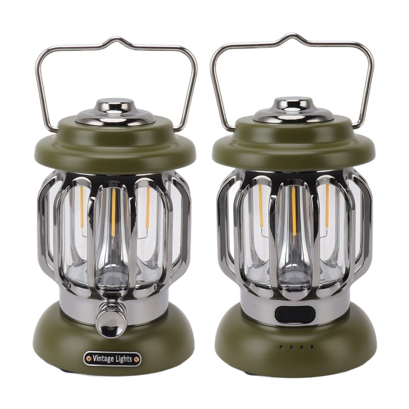 Retro Camping Light Rechargeable Warm Light Vintage Lamp Hanging Tent