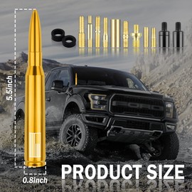 New Upgrade American Flag Car Bullet Antenna,Truck Exterior Accessories Antenna Toppers Compatible with GMC,Chevy Silverado,Dodge,Ford,Jeep Antenna Replacement (Gold)