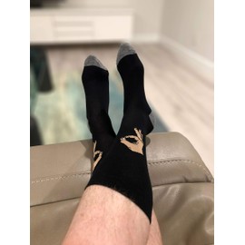 Balanced Co. Circle Game Meme Dress Socks Funny Socks Crazy Socks Casual Cotton Crew Socks (Big Hand Black/Gray)