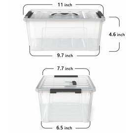 WYT WYT Clear Storage Latch Bins, 6-Pack Storage Organizer Box with Handle and Lids, 5-Litre