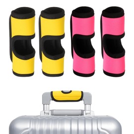 sourcing map Luggage Handle Wrap, 4 Pcs Hollow Neoprene Handbag Grip Cover Protector Luggage Identifiers Suitcase Handle Wraps for Luggage Suitcase Travel Bags, Yellow/Pink