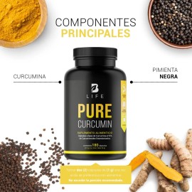 Pure Curcumin B Life • 180 Cáps • 95 % Curcuminoides + Pimienta Negra • Anti‑Inflamatorio & Antioxidante