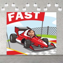 Fast RaceCar F1 Banner Backdrop Background Pretend Play Party Game Race Car Check Flag Sports Theme Decor for Boys 1st Birthday Party Baby Shower Race Fans Decorations Photo Booth Props Supplies