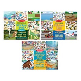 Melissa & Doug Reusable Sticker Pads Set: Prehistoric, Habitats, and Vehicles