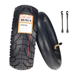HTBCCHB 80/65-6 Scooter Tire Off-Road, 10 Inch Replacement Thickened Pneumatic Tyres 80/65-6 for Electric Scooter E-Bike Tires Inner Tubes for Motorcycle (City Road)