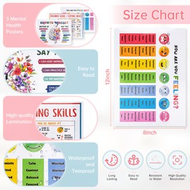 MISAKTEAM 3 PCS Mental Health Posters Feelings Chart Educational Emotions Poster Feelings Chart for Office Classroom Feelings Poster for Kids