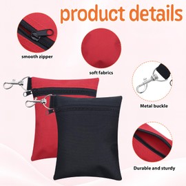 Alrhso 2Pcs Golf Tee Pouch Bag Small Pouch with Clip Nylon Zipper Pouches Bag for Golfs Tees Zippered Golfs Pouches Clip On Bags for Tees, Black, Red, Men Women