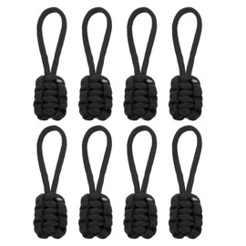 sourcing map 8Pcs Zipper Pulls Replacement, 80 x 3mm Polypropylene Extender Rope Zipper Heads for Jackets, Bags, Backpacks, and DIY Projects, Black