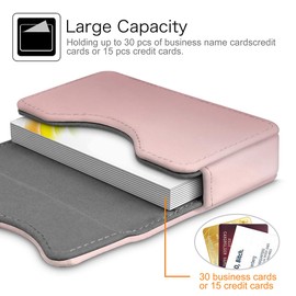 Business Card Holder/Credit Card Wallet, Fintie Premium PU Leather Handmade Universal Card Case Organizer with Magnetic Closure, Rose Gold