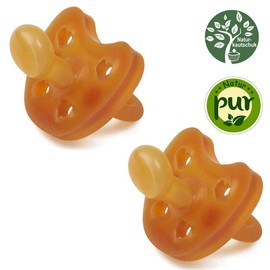 Gruenspecht Organic Dummy Made of Natural Rubber 0-6 Months // Set of 2 Soft Shield in Heart Shape Orthodontic Shape