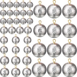 Glimin 42 Pcs Fishing Weights Sinkers Cannonball Sinker Bass Fishing Casting for Saltwater in 3/4oz, 1oz, 2oz, 6oz, 8oz, 5 Size