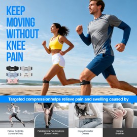 GOUNOD Patellar Tendon Support Strap 2 Pack,Silicone Knee Strap for Knee Pain Relief,Patella Band for Basketball, Jumpers Knee, Tendonitis, Running, Hiking, Soccer, Osgood Schlatter（Black）