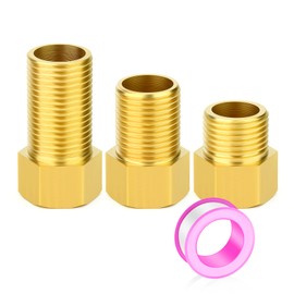 GASHER 3PCS Extension Brass Pipe Fitting, 1/2" Female to 1/2" Male Pipe Hex Bushing Adapter Converter Adapter, 30mm/40mm/50mm