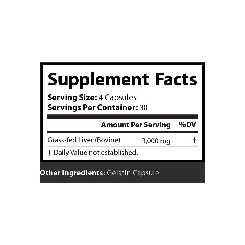 Nutralistix Grass Fed Desiccated Beef Liver – Pasture Raised Capsules