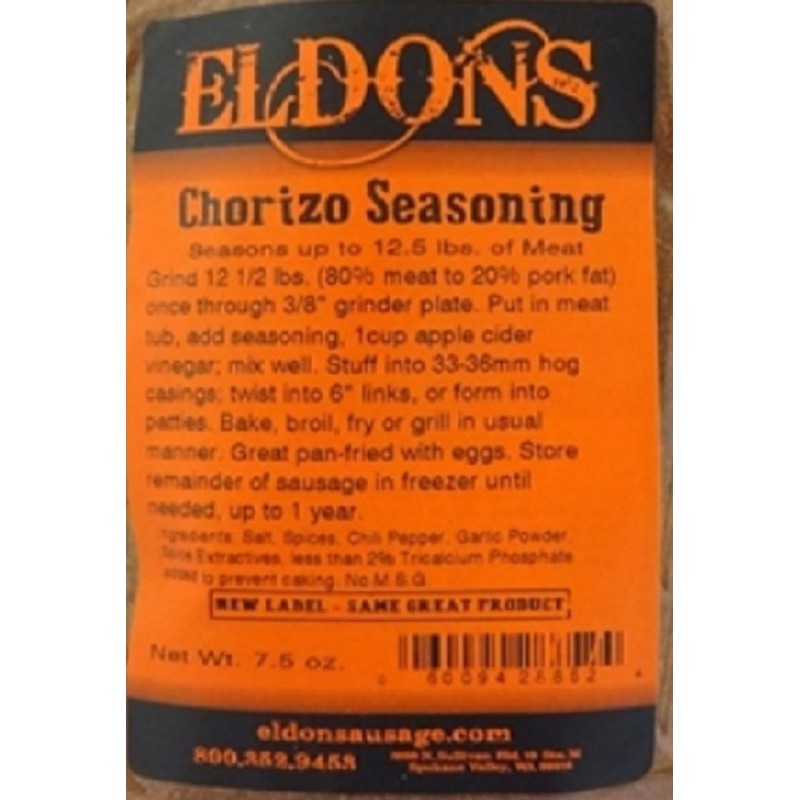 Chorizo Fresh Sausage Seasoning 7.5 Oz. Bag Seasons 12.5 Lbs.