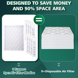 UBeesize Air Filter 16x20x1 (9-Pack), MERV 11 MPR 1200 AC/HVAC Furnace Filters,Deep Pleated Air Cleaner, (Actual Size 15.75" x 19.69" x 0.79"),1x Reusable ABS Frame+9 x Filter,Breathe Fresher