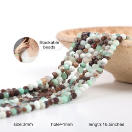 FONNEY 3mm Faceted Natural Stone Beads for Jewelry Making AAA Quality Gemstone Beads Mix Ocean Jasper Beads 120pcs Micro Laser Cut Round Loose Beads Charms for DIY Jewelry 16.5''Healing Stone Beads