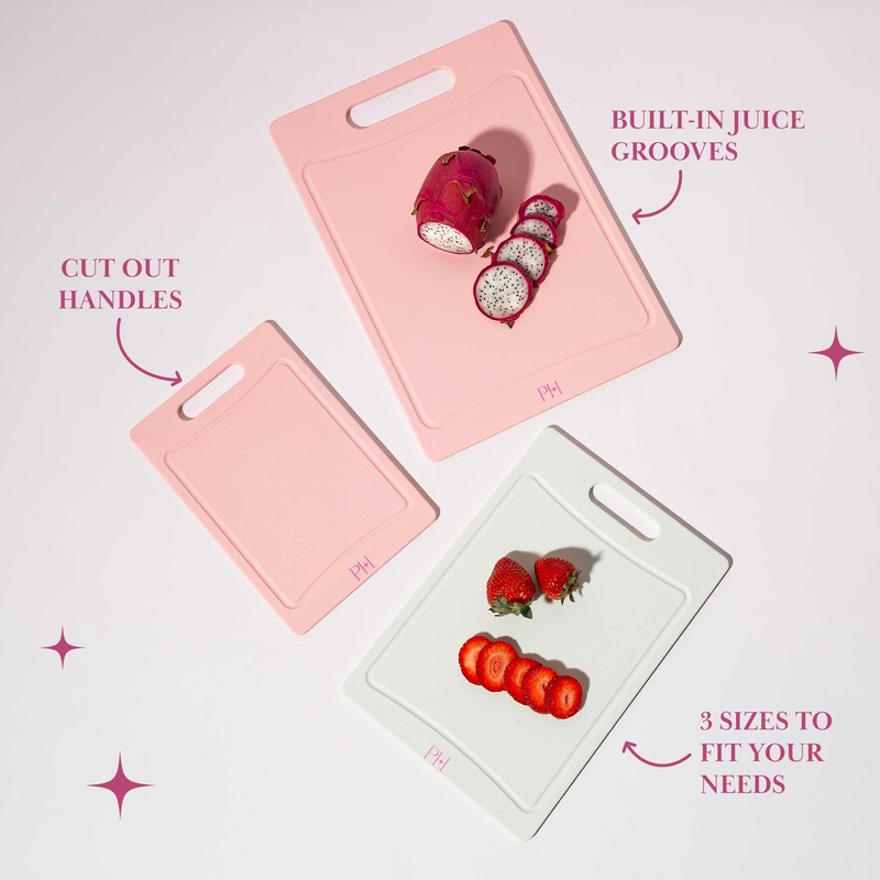 Paris Hilton Cutting Boards, Dual-Sided Cutting Board Set with Built-in