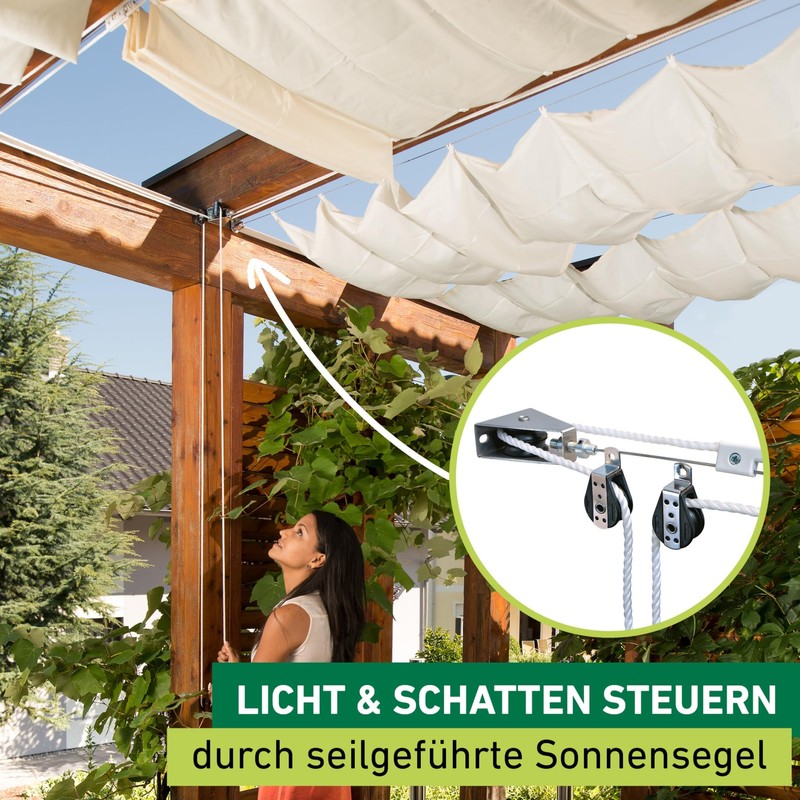 Windhager Sonnensegel für Seilspanntechnik, Wintergarten und Terrassen Beschattung, Seilspannmarkise, 270
