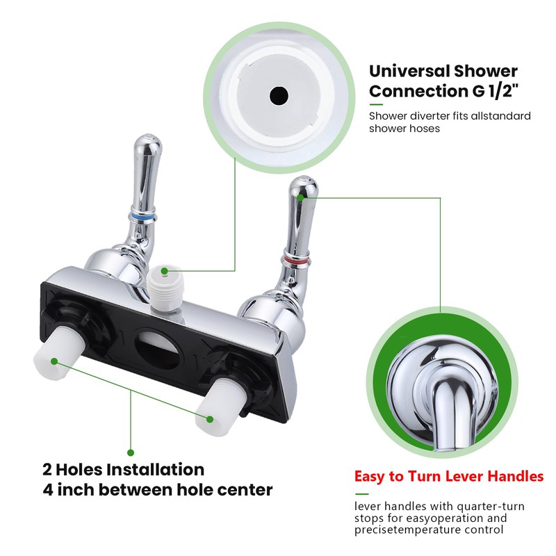 RV Shower Faucet, Camper Shower Faucet Diverter with Classical Handles,