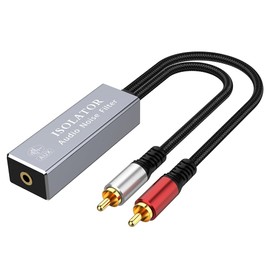Dual 2RCA Male to 3.5mm Female Noise Filter Adapter,for HiFi Stereo Home Theater Car Audio Player Plug&Play ﻿