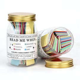 Bible Verses in a Jar, Read Me When Bible Verses Jar, Bible Verses Jar for Emotions and Feelings, Color Coded Bible Verses Jar, Prayer Request Cards, Best Christian Bible Gifts
