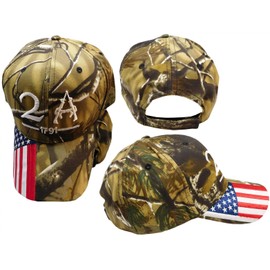Trump 2024 2A 2nd Amendment 1791 USA Flag On Bill Camouflage Camo Cap Hat