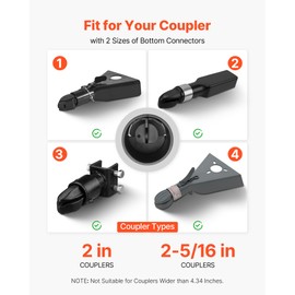 VEVOR Trailer Lock, Fits 2 & 2-5/16-Inch Couplers, Heavy Duty Hitch Lock with 3 Keys Secures Security Chains, Pry-Resistant & Corrision-Resistant, Anti-Theft RV Trailer Locks for RV, Trailer, Boat